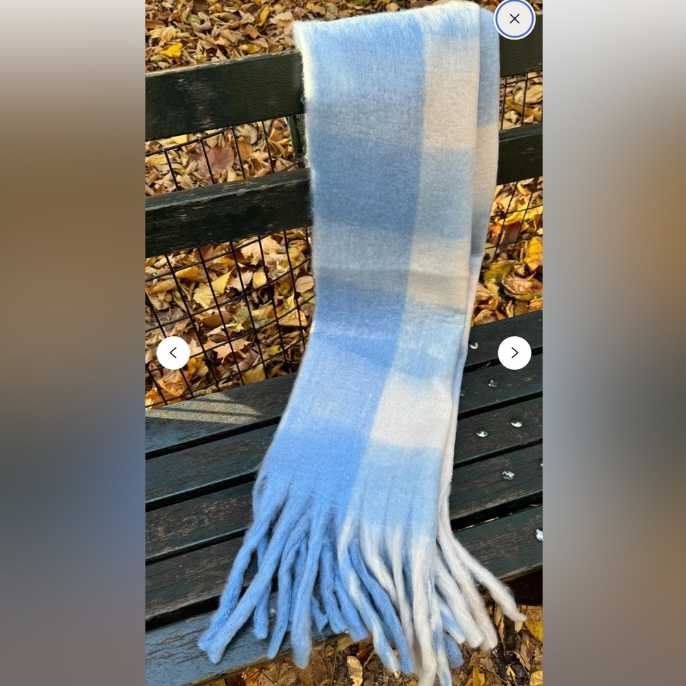 New bleu sky and white clouds Mohair Scarf Fuzzy 82.68 × 15.75 inches Wrap